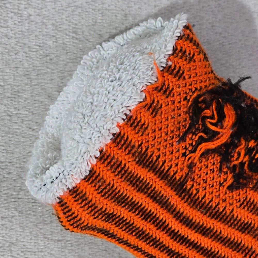 Hunting Boot Socks Mens Gray Marl Blaze Orange Deer Head Crew Length Vintage